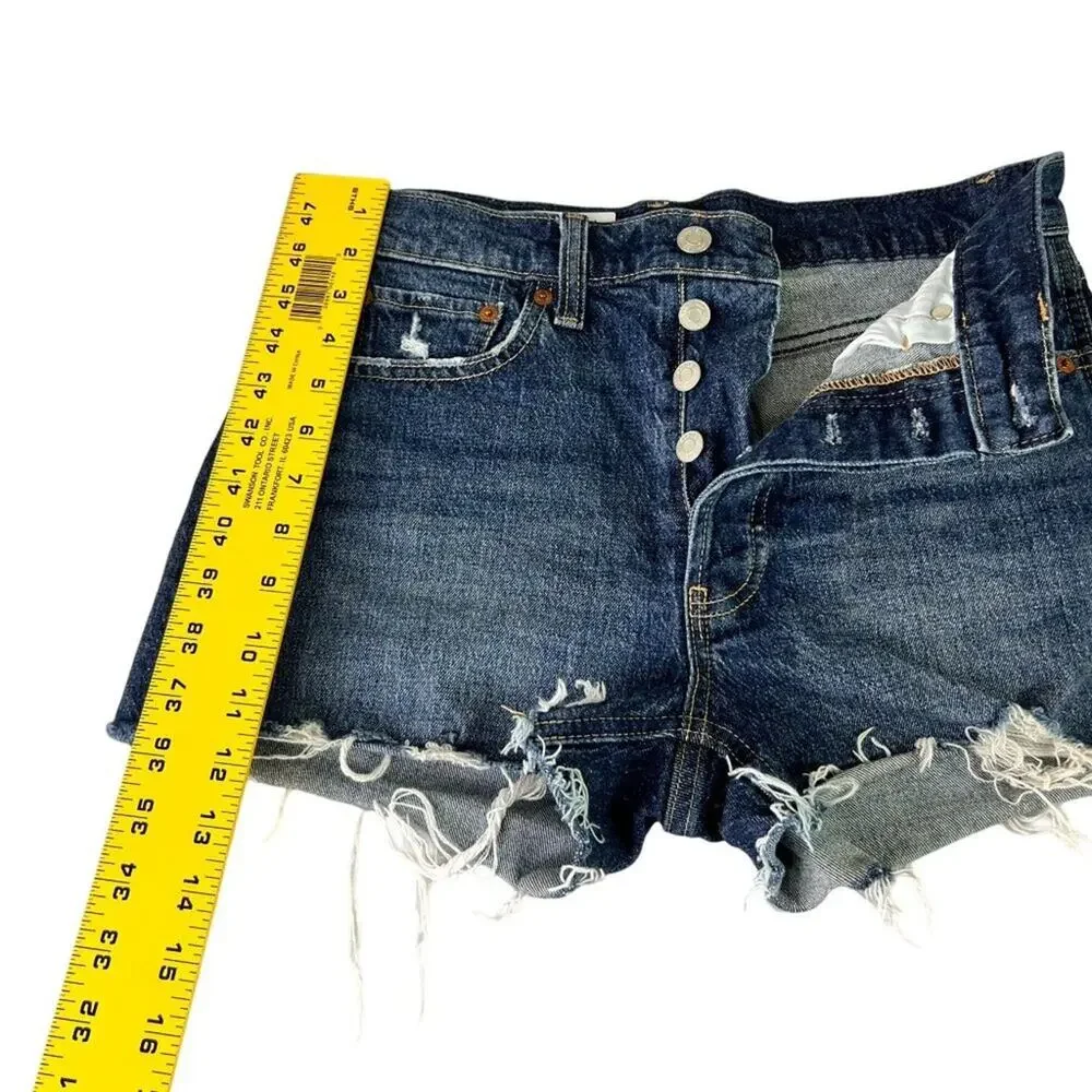 GAP Shorts Womens 26 2R Blue Denim Cheeky High Rise Button Fly Cut Off Jean